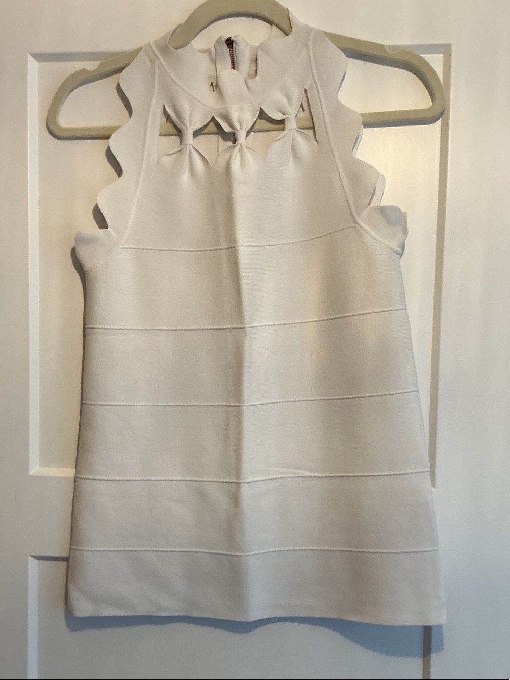 Ted Baker white cut out neck with rose gold zip tank top